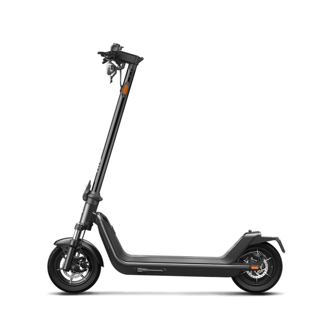 NIU KQi300P Electric KickScooter in black, on a white background showing product from a side hero shot