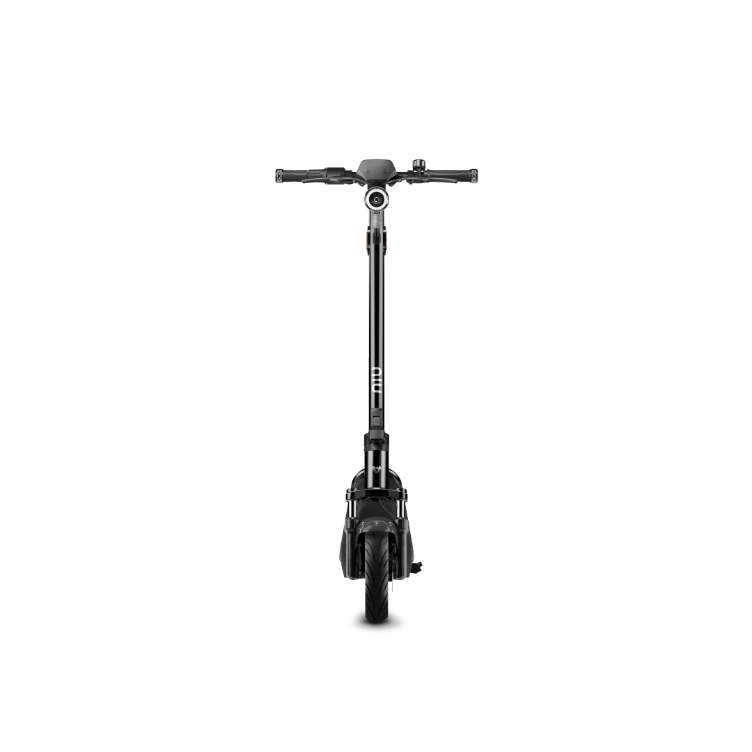 NIU KQi300P Electric KickScooter in black, on white background showing product from the front