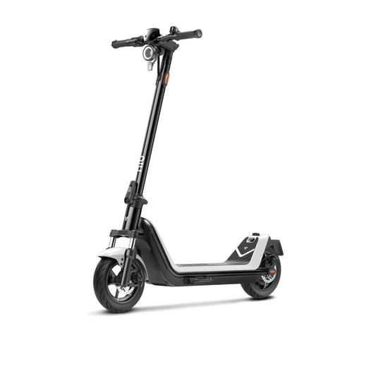 NIU KQi300P Electric KickScooter in White, on a white background showing product from a side angle