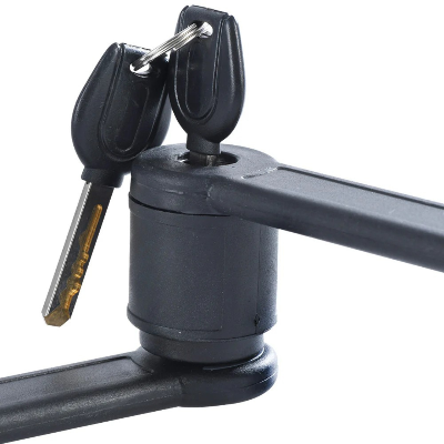 GEM - 6 Point Folding Lock being used with key in lock on white