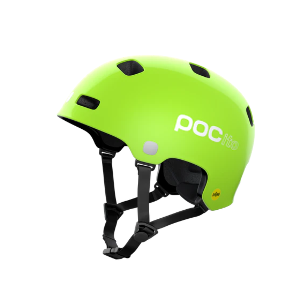 POCito Crane MIPS Green helmet on white background showing the profile of product