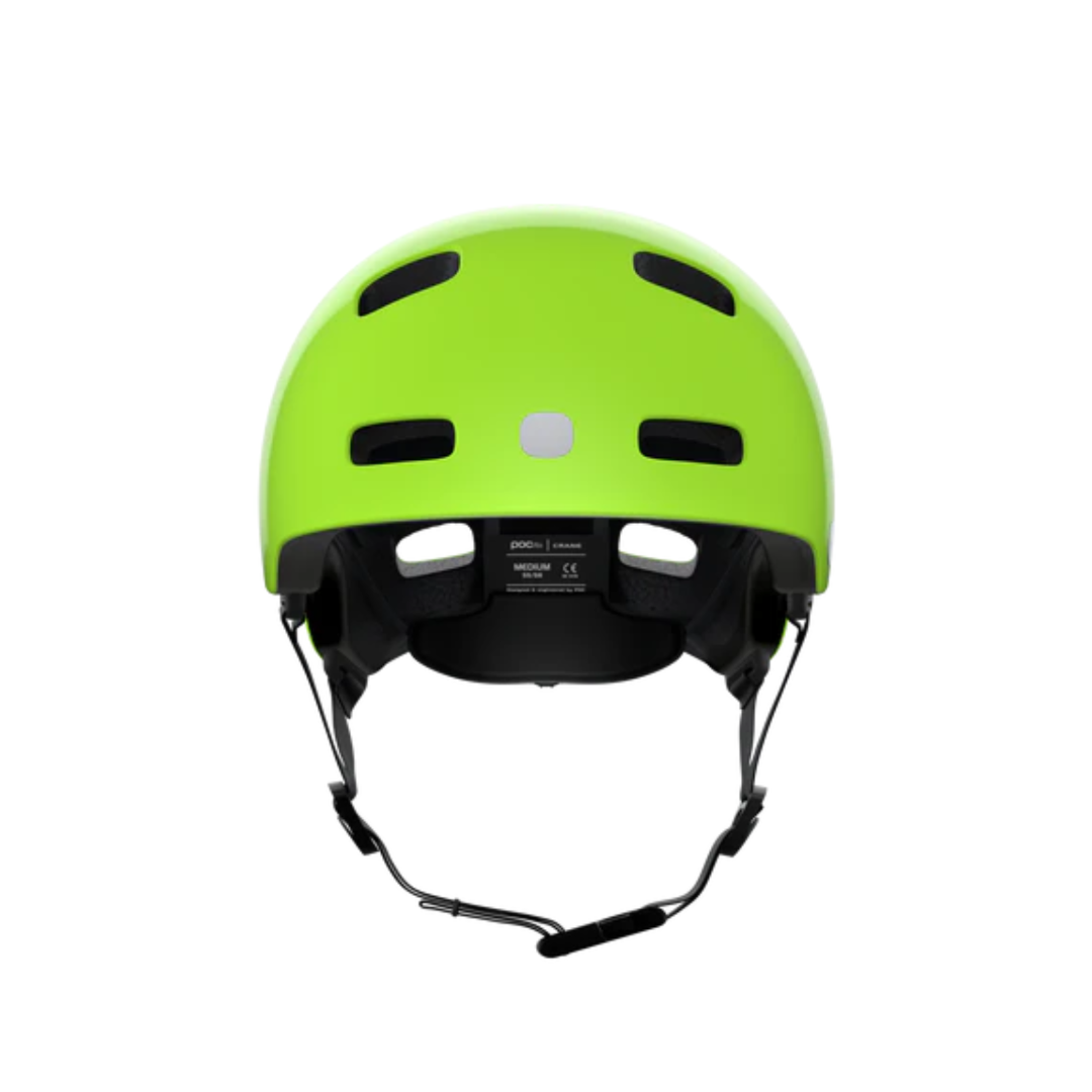 POCito Crane MIPS Green helmet on white background showing product from the rear angle for details