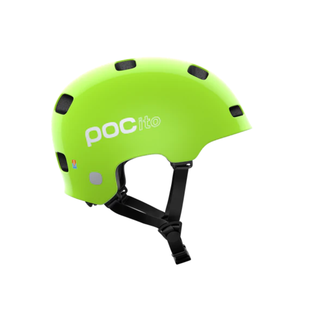 POCito Crane MIPS Green helmet on white background showing product from the right side