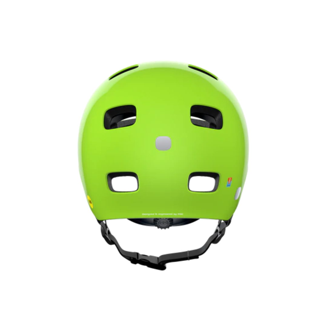 POCito Crane MIPS Green helmet on white background showing product from the top angle