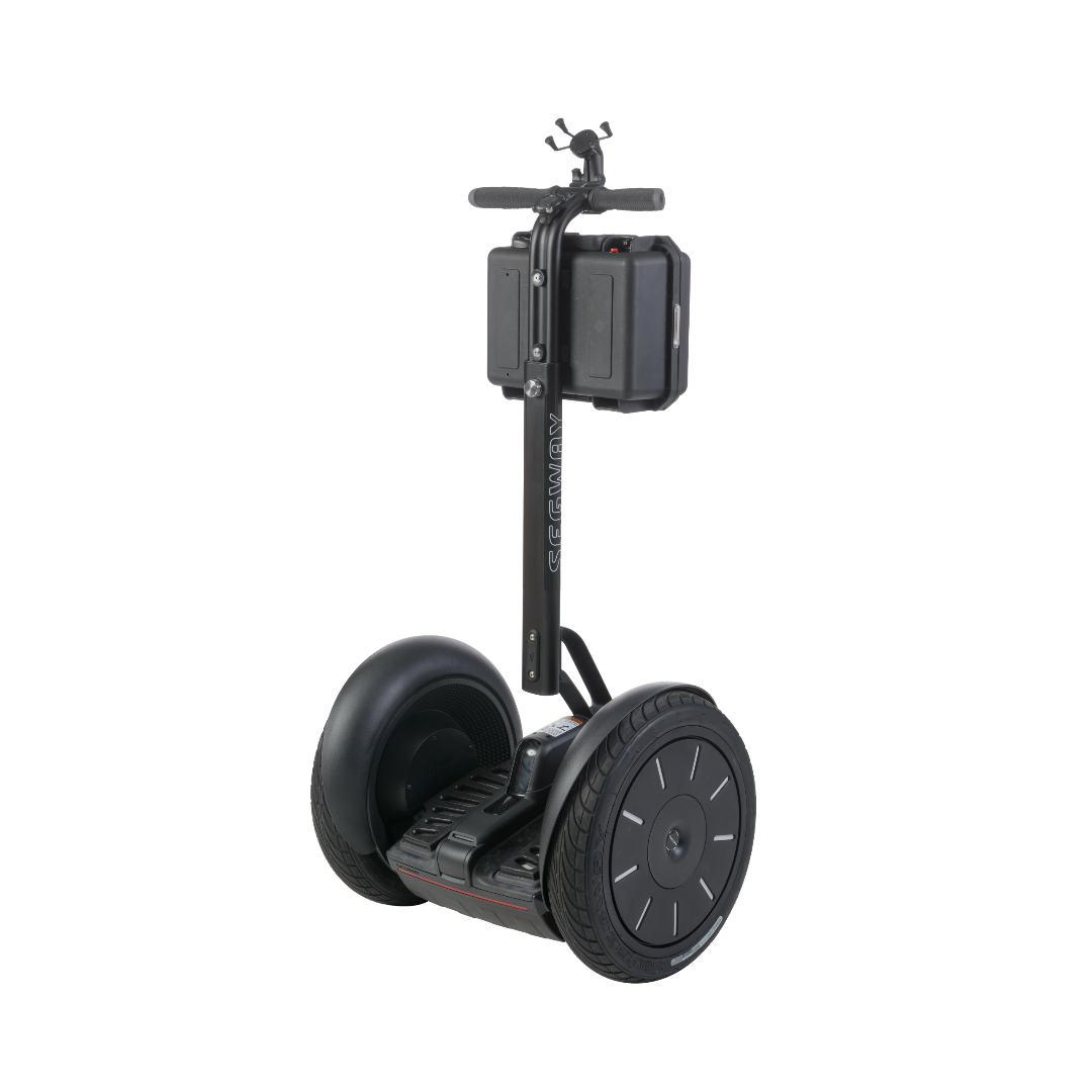 Segway  PT-SE i2 Self-Balancing Personal Transporter in black on white background showing product from the back