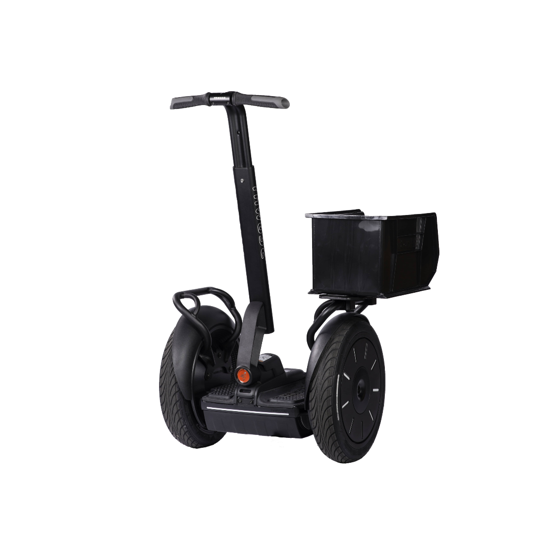 Segway  PT-SE i2 Self-Balancing Personal Transporter in black on a white background showing product to the side