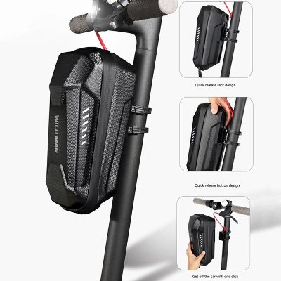 Wild Man - ES8X Hard Shell Kickscooter Handlebar Quick-Release Bag (Waterproof) detail image of product in use